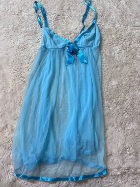 Victoria’s Secret Angels Aqua Mesh Babydoll Chemise Nightgown Lingerie Size M